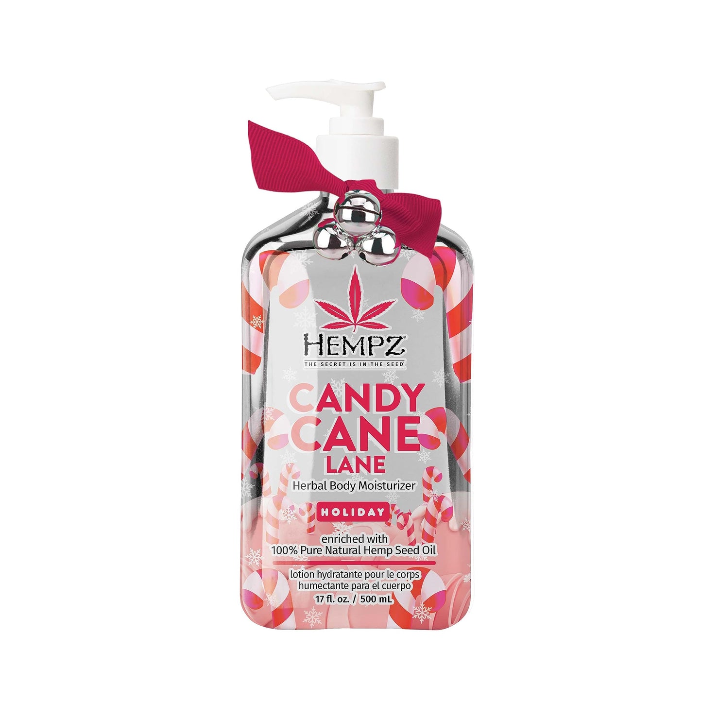 Hempz Limited Edition Peppermint Candy Cane Herbal Body Lotion Moisturizer (17 Oz) - Holiday Body Lotion for Women or Men with Dry Skin - Hydrating