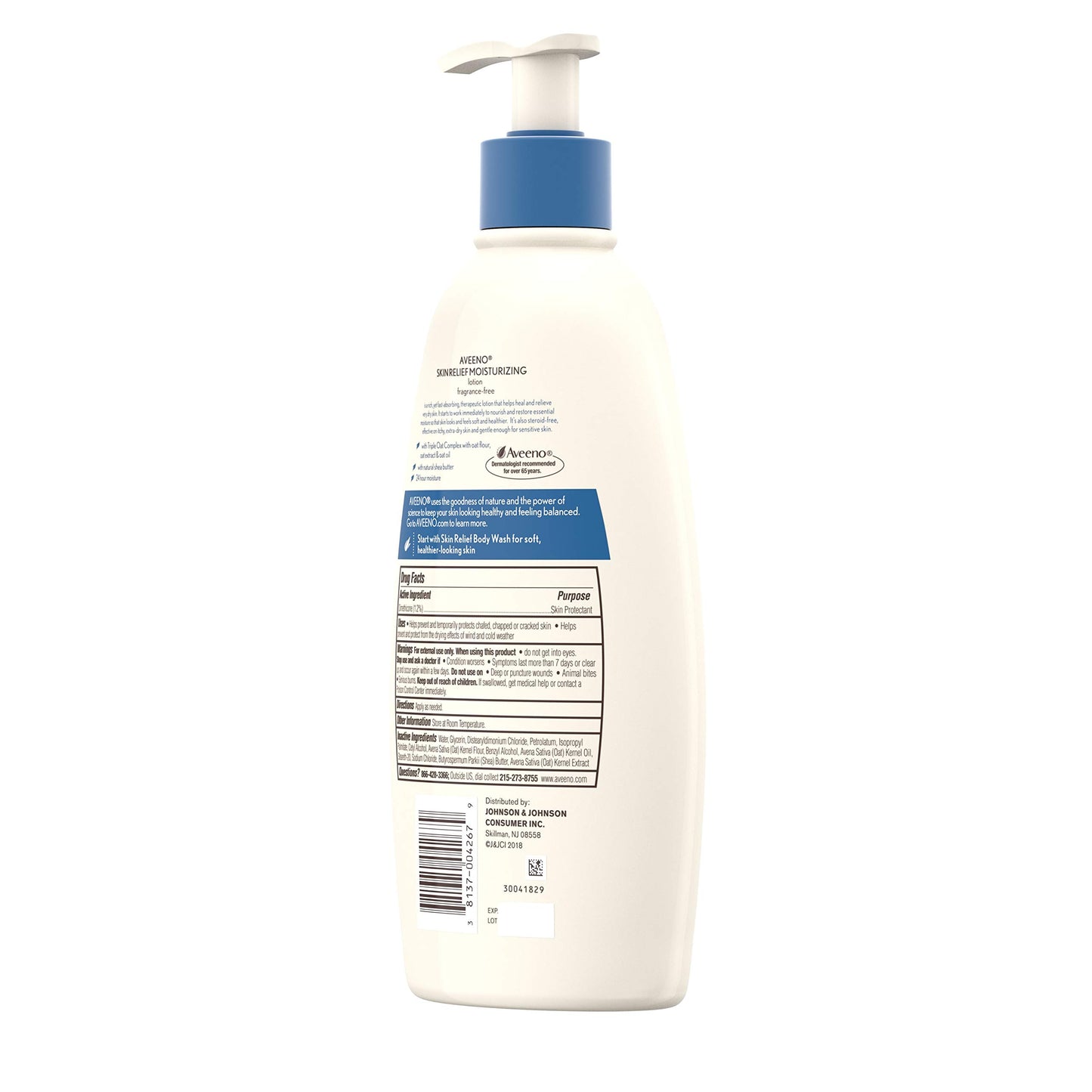Aveeno Skin Relief 24-Hour Moisturizing Lotion for Sensitive Skin with Natural Shea Butter & Triple Oat Complex, Unscented Therapeutic Lotion