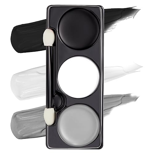 Spooktacular Creations Halloween Makeup Palette 3 Colors Skeleton Face Body Paint with Double-headed Brush for Adult Cosplay SFX Makeup Cosplay Dress