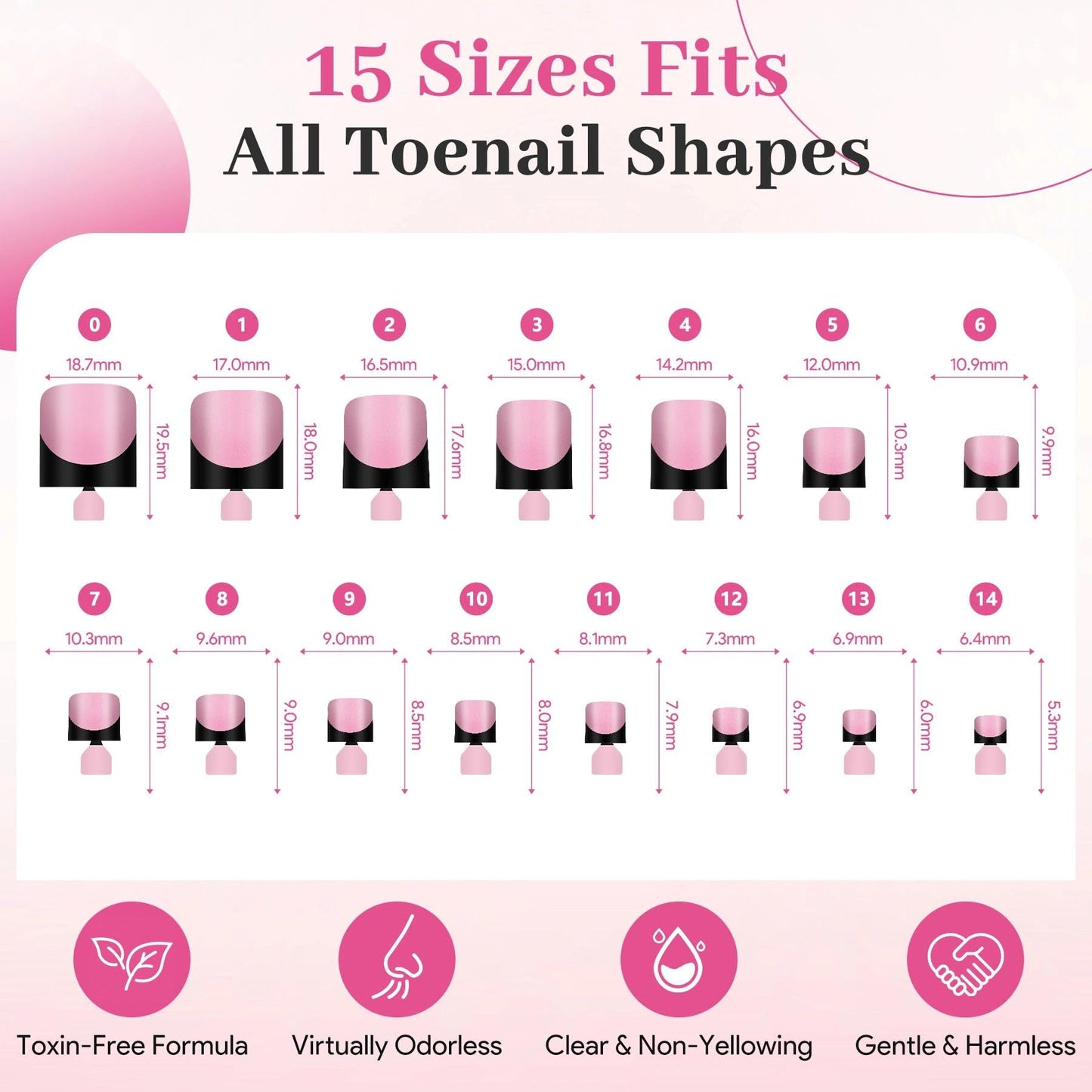 60Pcs Black French Tip Press on Nails & Press on Toenails Set, Square Fake Nails Kit with Nail Glue, 15 Sizes Acrylic Full Cover Toe Nail Press Ons Beauty and Personal Care QIEK