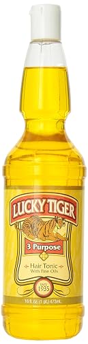 Lucky Tiger 3 Purpose Hair Tonic for Men - Classic Barbershop Hair & Scalp Treatment with Fine Oils - Conditions Hair, Stimulates Scalp & Reduces