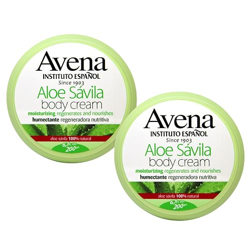 Avena Instituto Espanol Aloe Savila Body Cream, Moisturizing, Regenerates and Nourishes, 2-pack Of 6.7 FL Oz each, 2 Jars