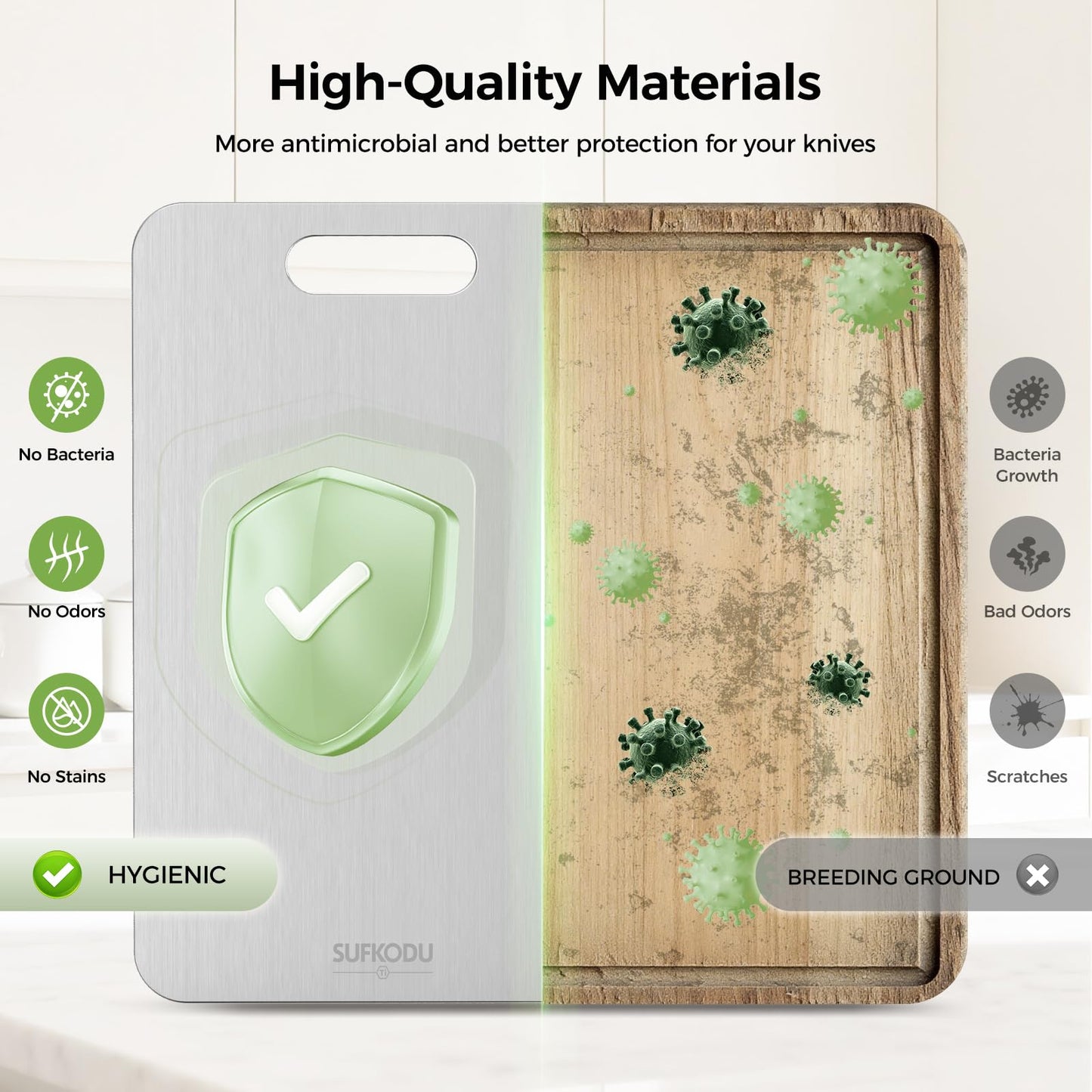 Titanium Cutting Boards Set of 3, Titanium Cutting Boards for Kitchen, 100% Double-sided titanium cutting boards,separate raw and cooked food…