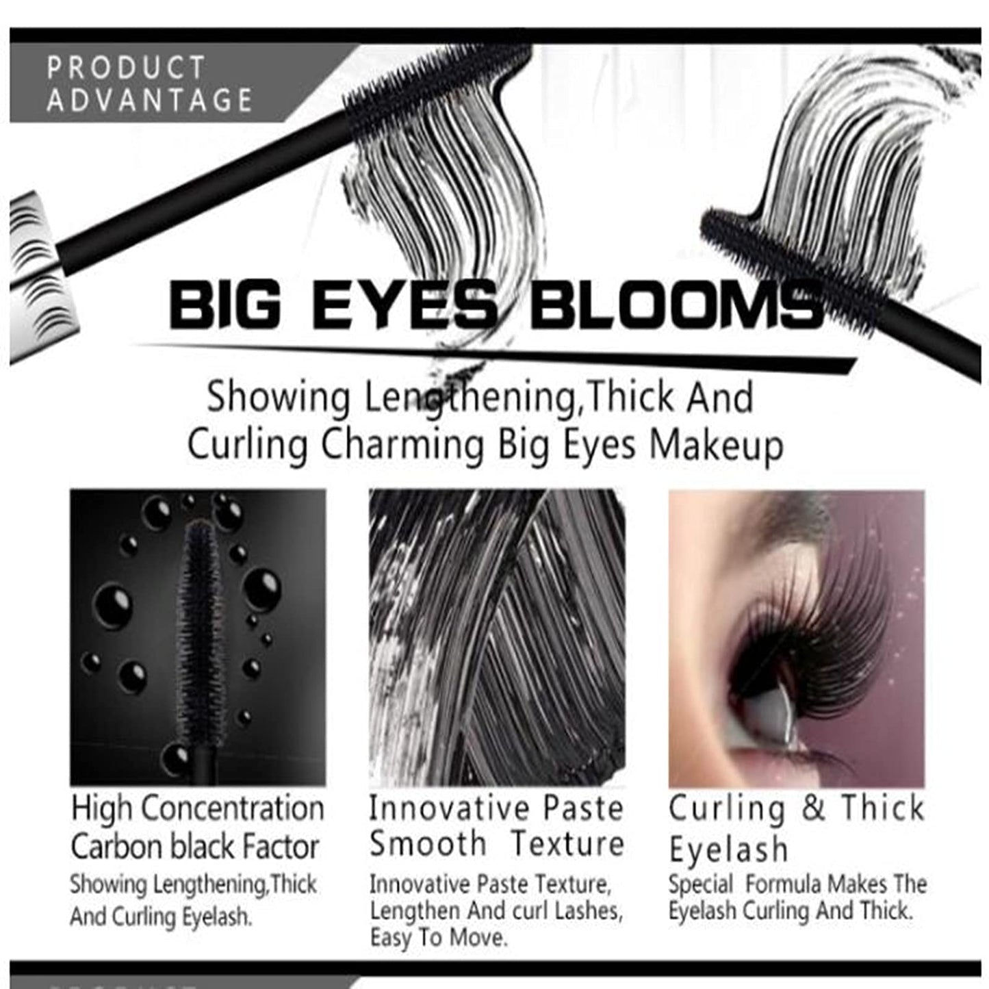 LGSZGDCN 6 Colors Cat eye mascara Eyes Makeup Color Mascara Waterproof Fast Dry Eyelashes Curling Lengthening Eye Lengthening, Lifting, Curling (white