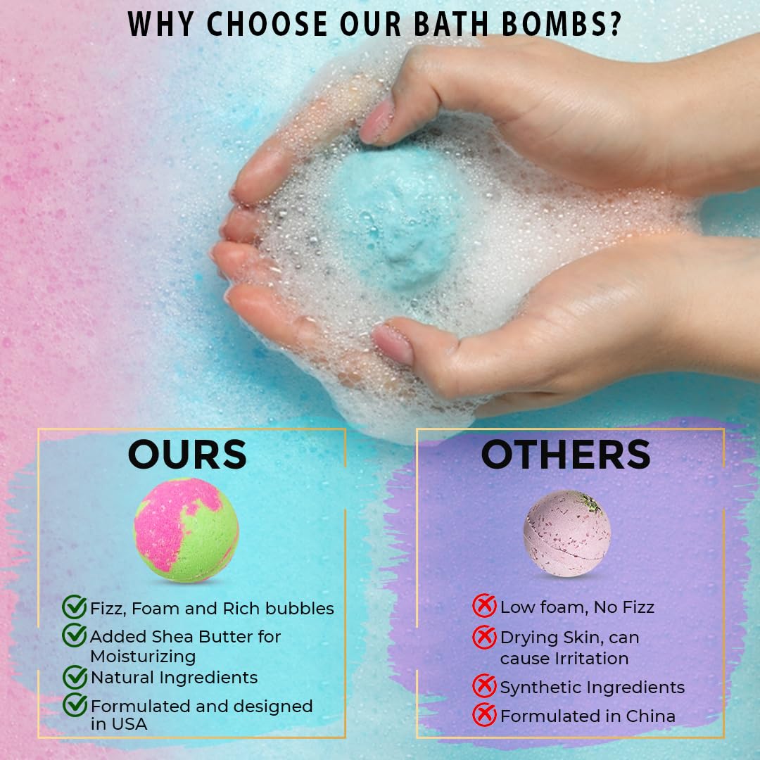 Bath Bombs for Women Relaxing with Inspirational Messages, 12 Natural and Organic Bath Bombs with Essential Oils & Skin Moisturizing Shea Butter. Beauty and Personal Care Mineral Me California