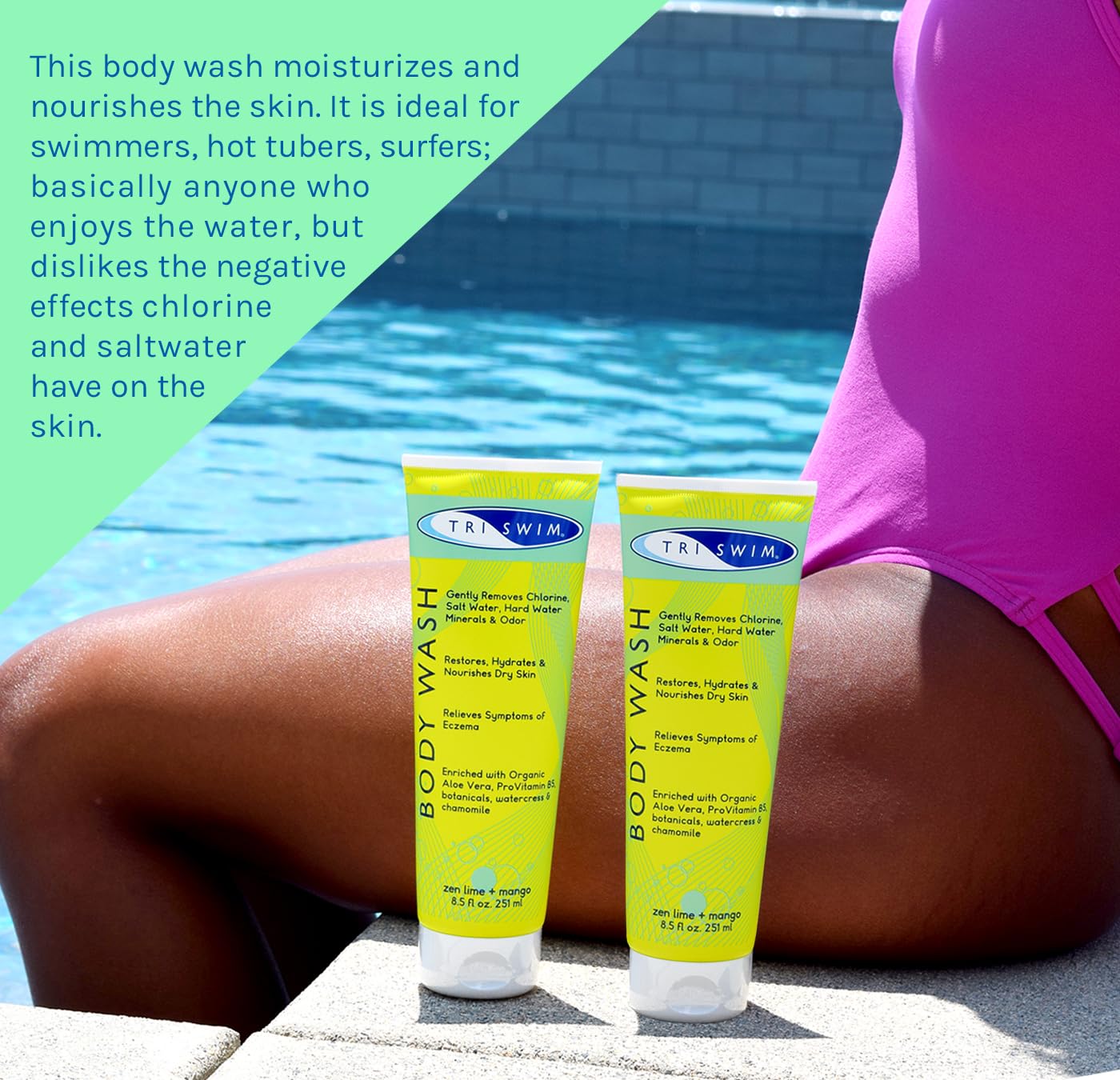 TRISWIM Chlorine Removal Body Wash 8.5 Fl Oz | Removes Chlorine, Bromine, Hard Water Minerals & Saltwater | Hydrates & Restores Skin | Moisturizing