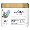 Dove Body Love Shower Cleansing Butter Moisture Boost Cleanser for Dry Skin Silkier than Body Wash with Hyaluronic Acid and Moringa Oil 10 oz