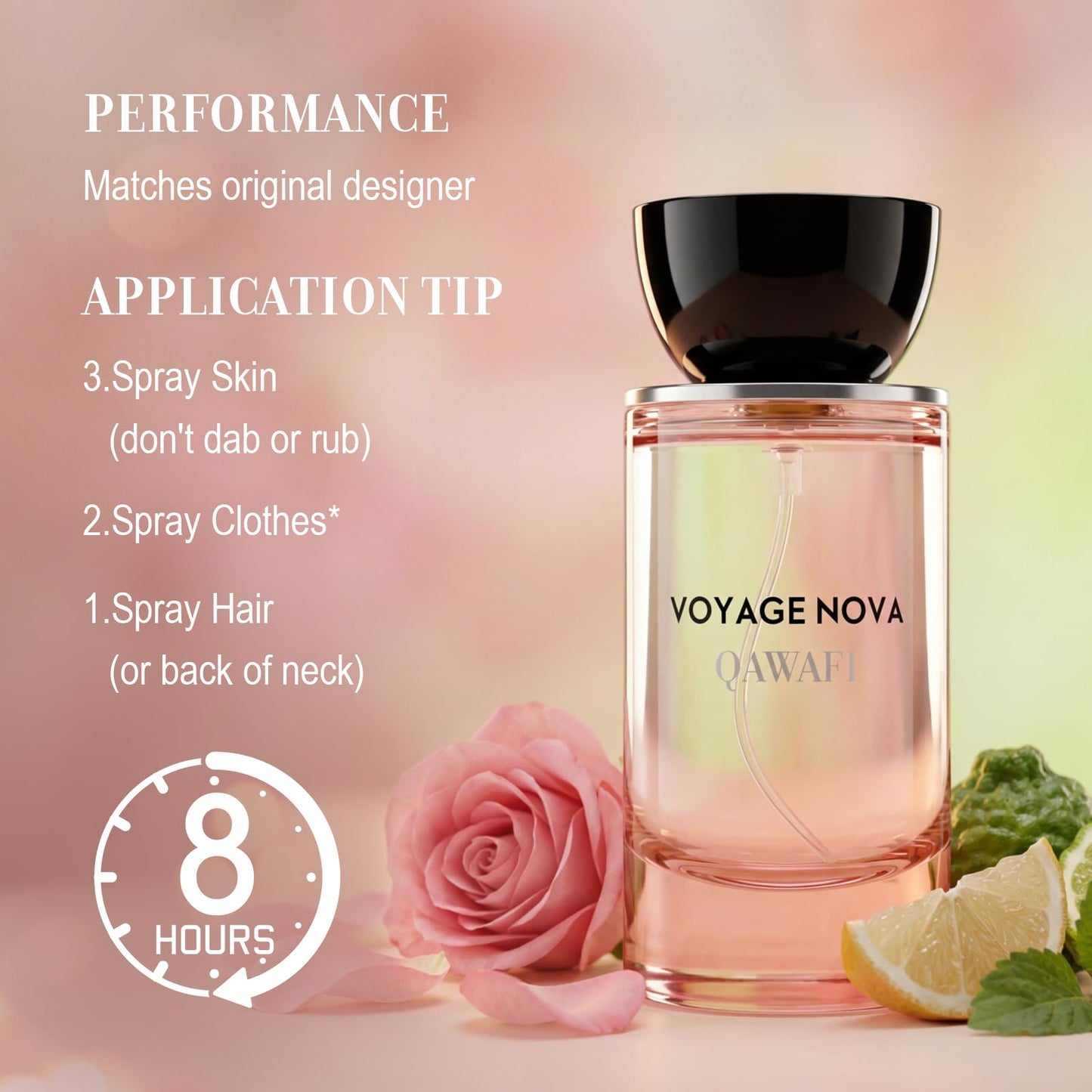 QAWAFI Voyage Nova Eau de Parfum for Women, Lychee Bergamot Ginger, Rose Peony Cocoa Blossom, Elegant Patchouli, Long Lasting Spring Fall Perfume Beauty and Personal Care QAWAFI