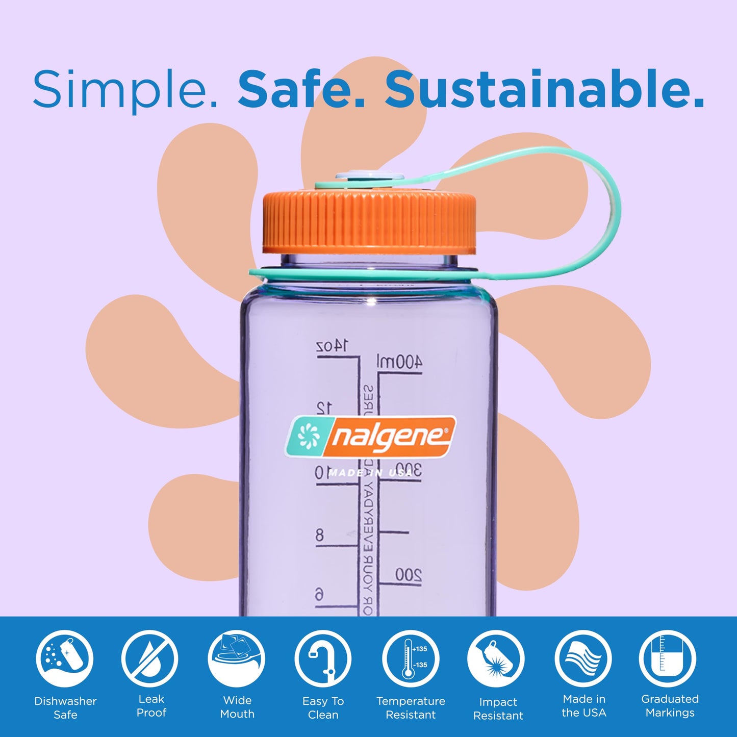 Nalgene Sustain Tritan BPA-Free Water Bottle Made with Material Derived From 50% Plastic Waste (using ISCC certified mass balance), 16 OZ, Wide…