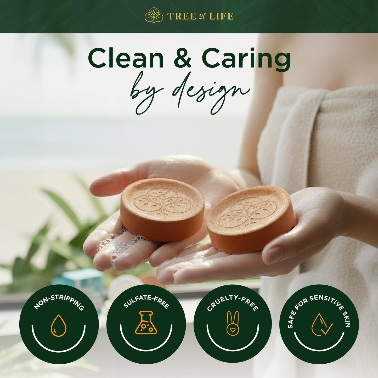 Tree of Life Rice Water Shampoo Bar - Sulfate Free Rice Protein Hair Care That Strengthens, Repairs, and Delivers Frizz Control with Silky Shine