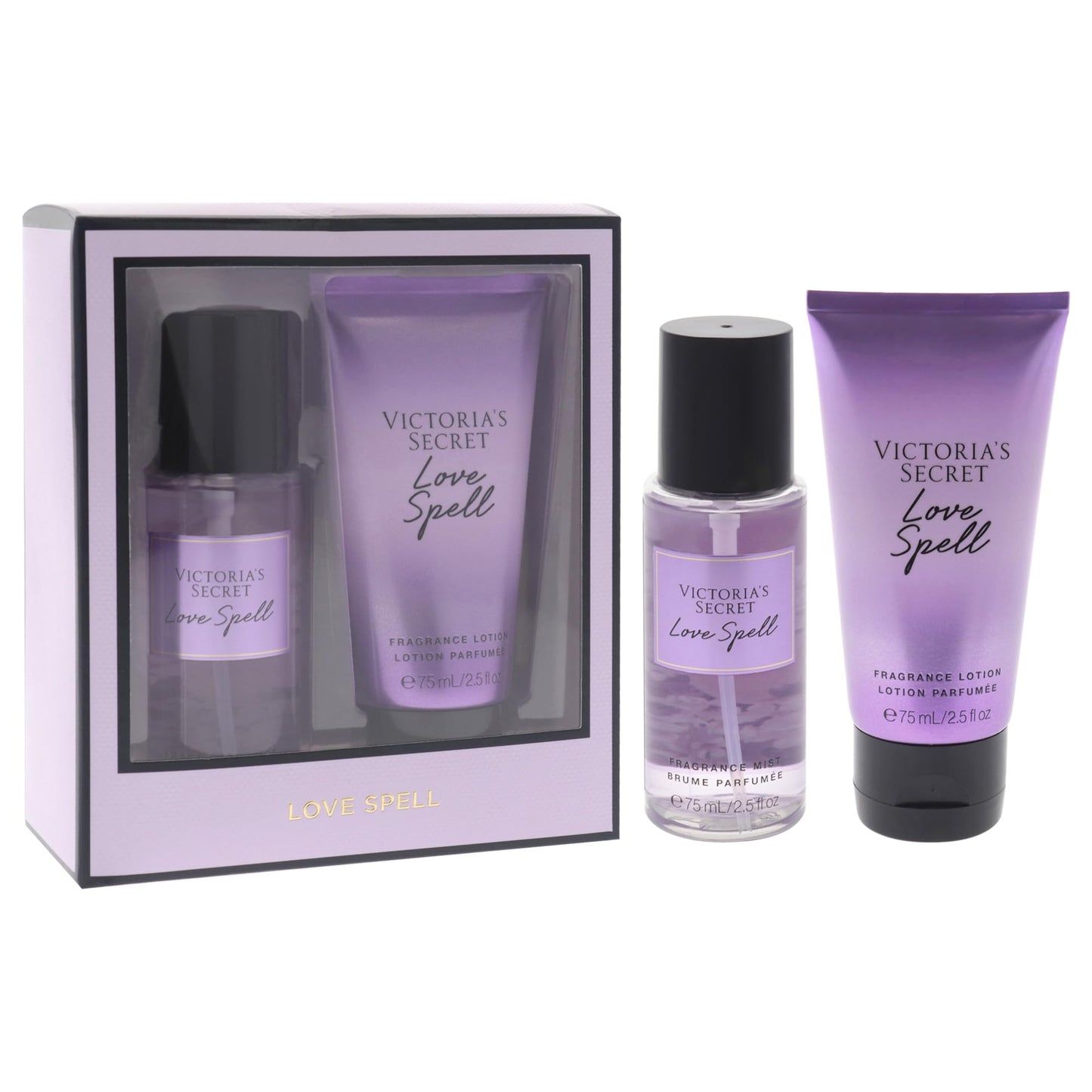Love Spell Set by Victorias Secret for Women - 2 Pc Mini Gift Set 2.5oz Fragrance Mist, 2.5oz Fragrance Lotion