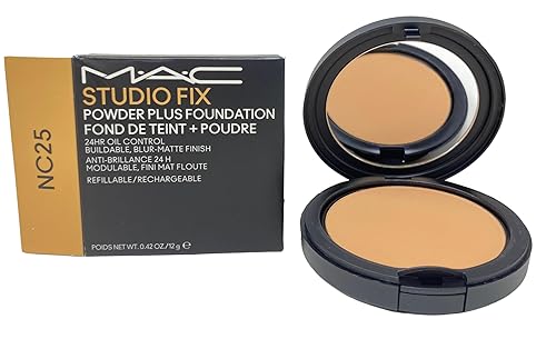 M.A.C Cosmetics Studio Fix Powder Plus Foundation 24-hour oil control - NC25 - (Light beige with golden peach undertone for light skin) 0.42 OZ / 12 G