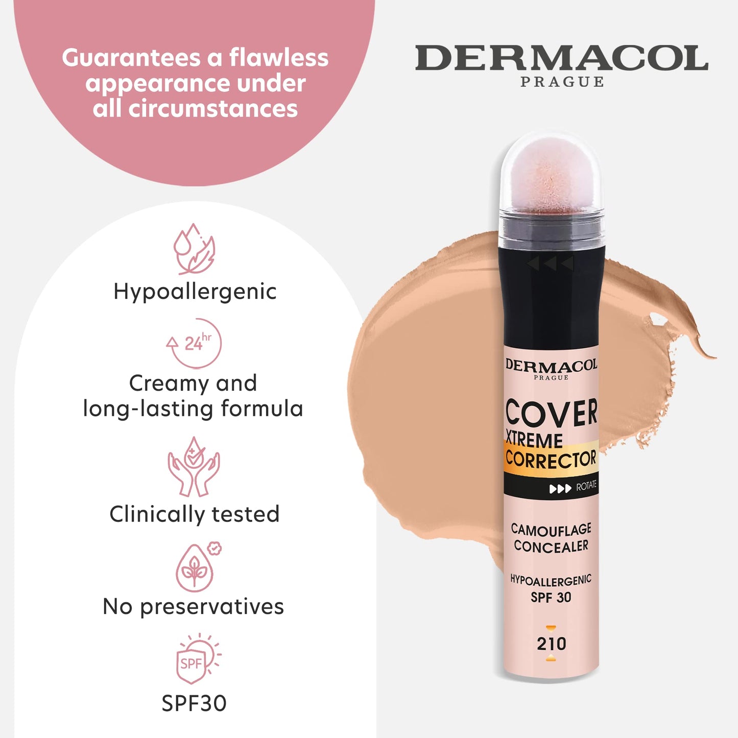Dermacol - Cover Xtreme Corrector Contour Stick, Long Lasting Non-Allergenic Liquid Contour with SPF30, High Coverage Light Formula Corrector