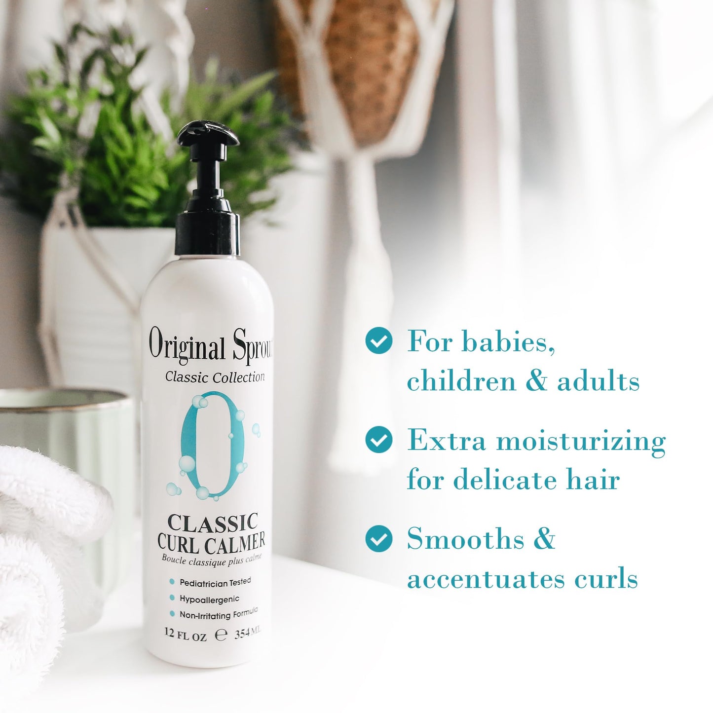 Original Sprout Curl Calmer, Moisturize and Define Curls, Anti-Frizz Styling Cream for All Hair Types, 12 oz. Bottle - Curly Hair Products - Curly