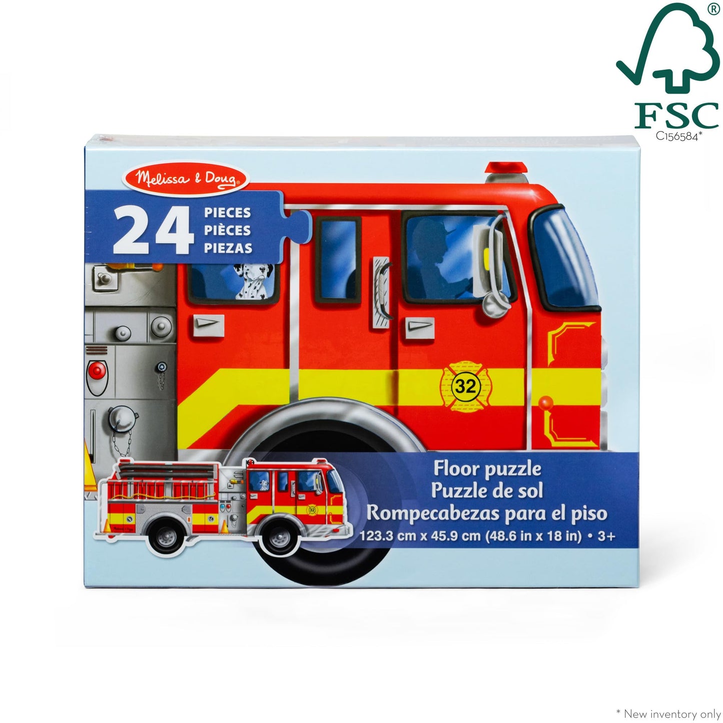 Melissa & Doug Fire Truck Jumbo Jigsaw Floor Puzzle (24 pcs, 4 feet Long) - FSC Certified