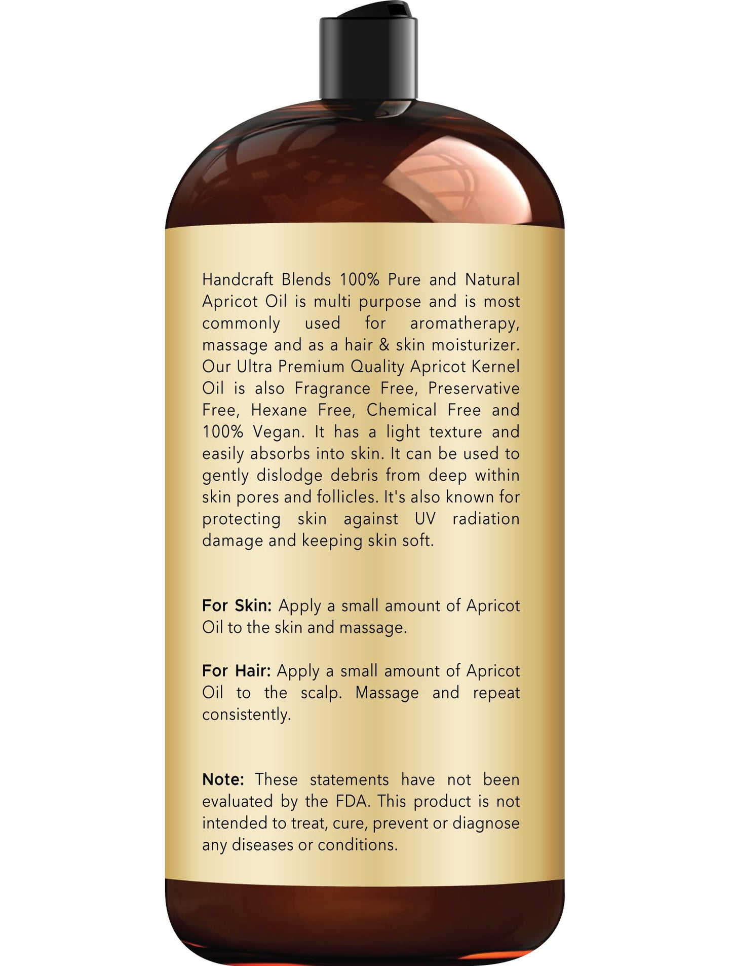 Handcraft Blends Apricot Kernel Oil - Cold-Pressed 28 Fl Oz - 100% Pure and Natural - Premium Grade Carrier Oil for Skin and Hair