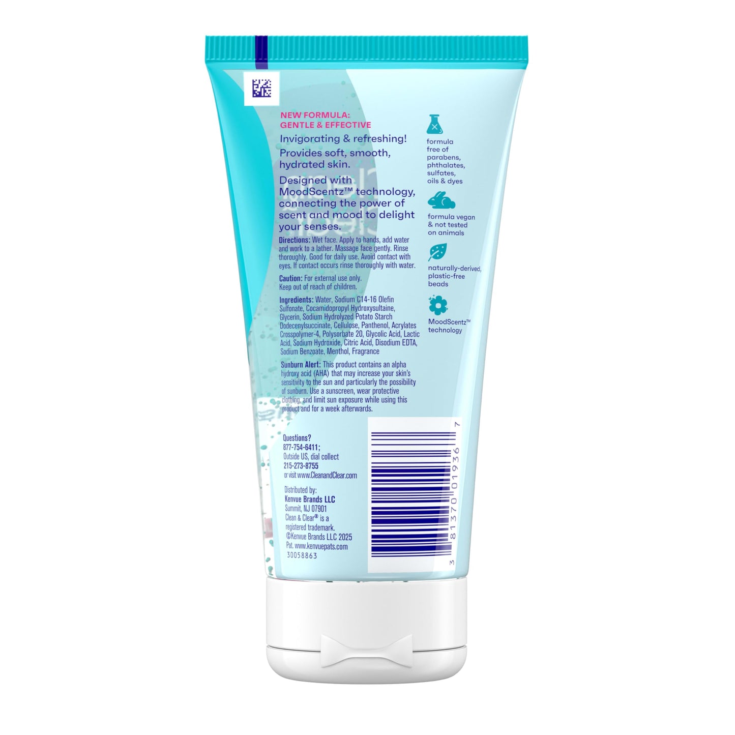 Clean & Clear Deep Action Exfoliating Face Wash Scrub with Pro-Vitamin B5, Daily Exfoliating Facial Cleanser Cleans Deep Down to Pores for Smooth