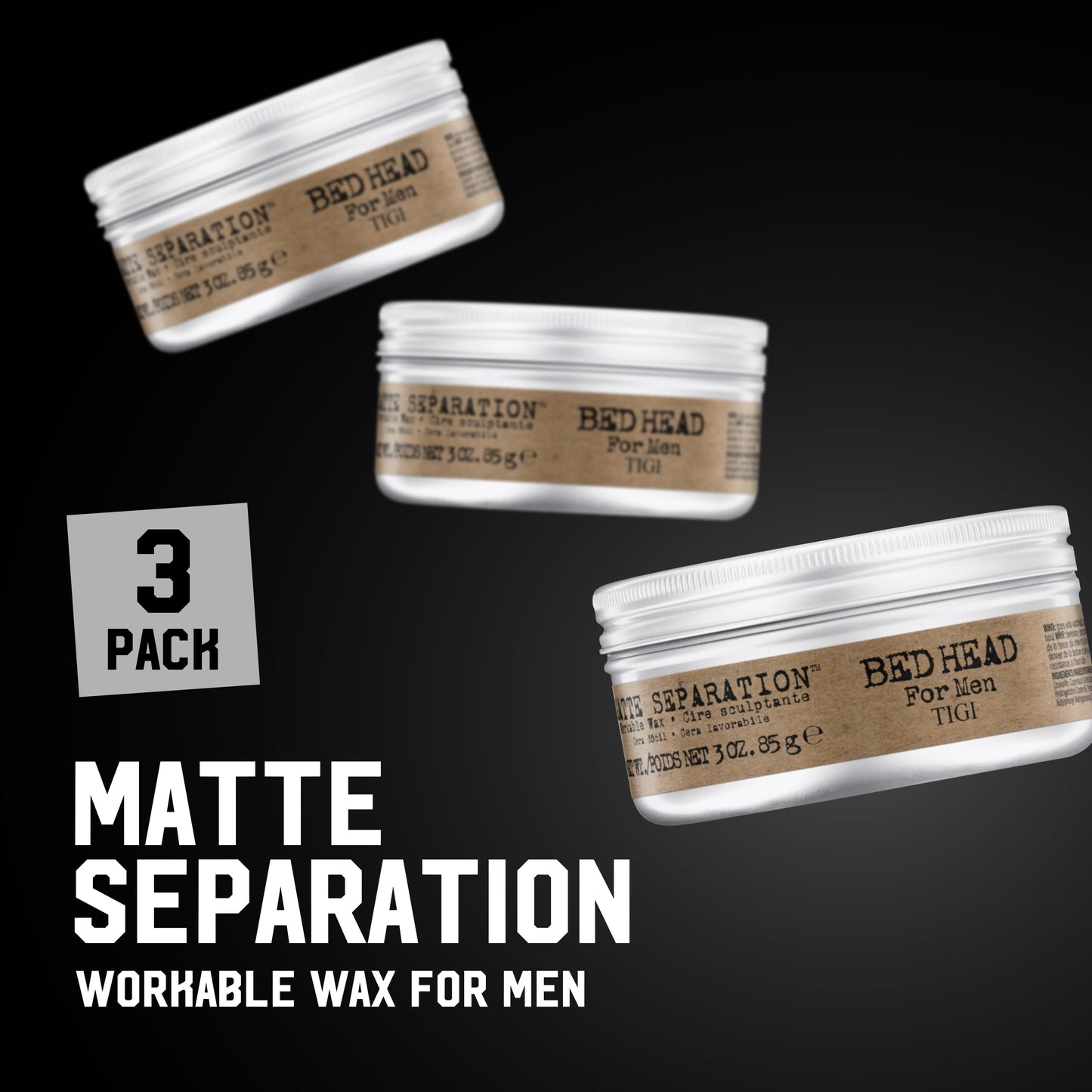 TIGI Bed Head for Men Matte Separation Workable Wax - Use for Strong Hold - For Men's Hairstyles - Use on Damp or Dry Hair - Premium Strong Hold Hair