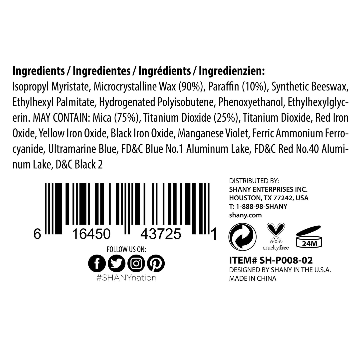 SHANY Slim Liner Eye Pencil - CUFFS