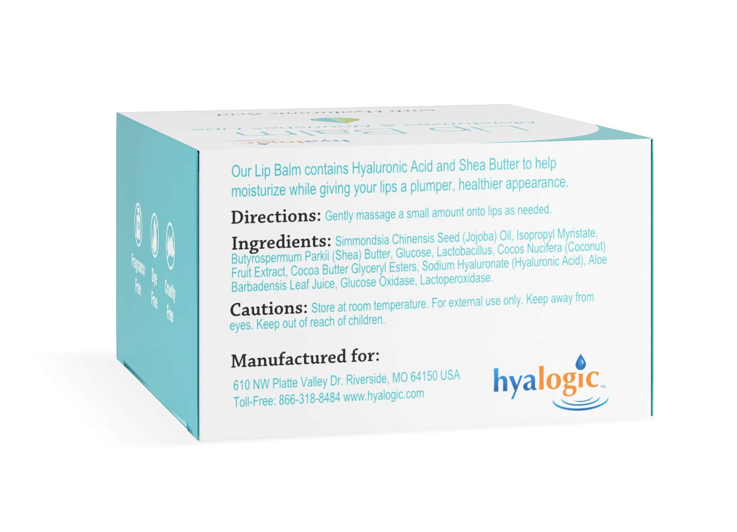 Hyalogic Episilk Hydrating Lip Balm w/Hyaluronic Acid | Dry Lips | Natural Moisturizing Lip Balm | Gluten & Fragrance Free, Unflavored (0.5 oz)