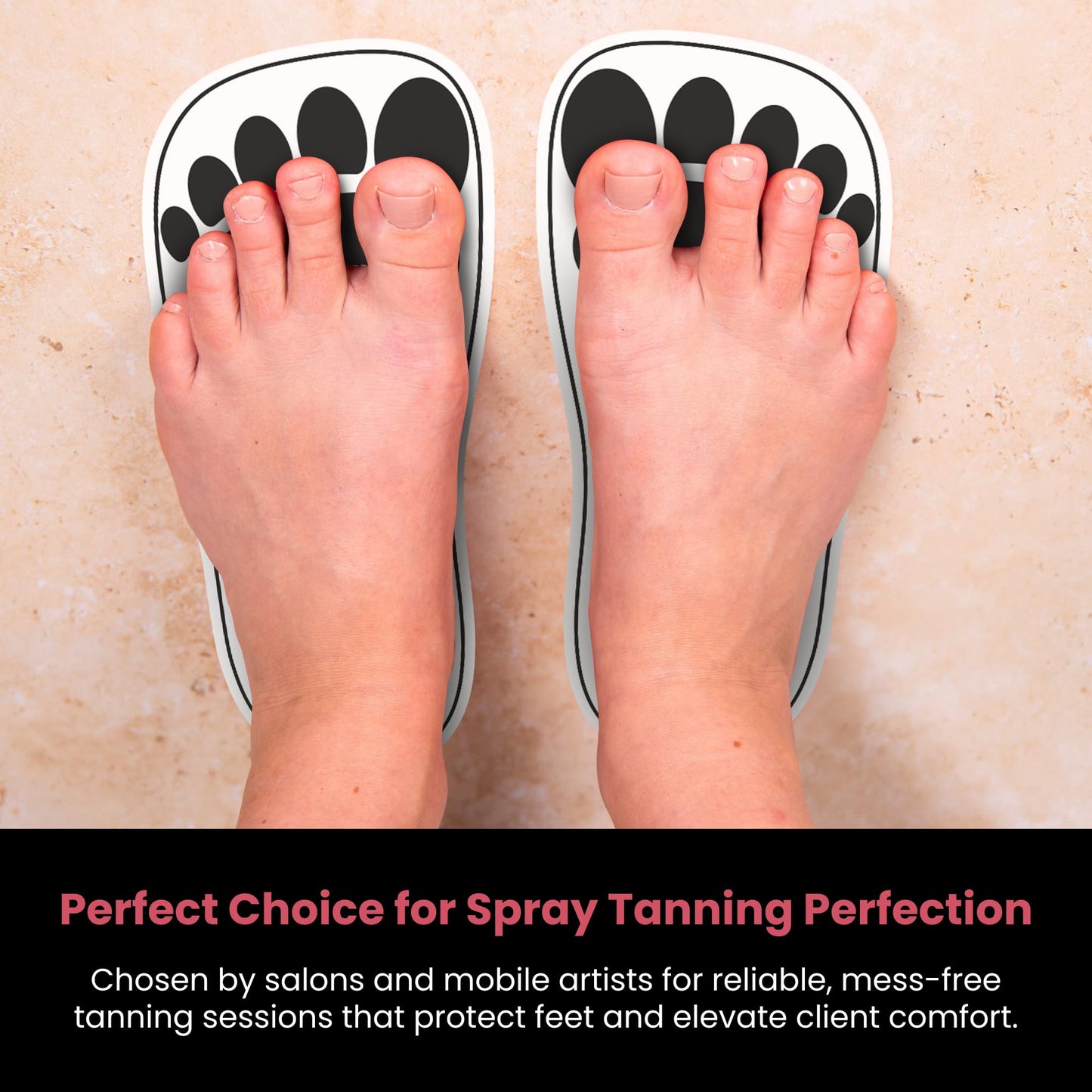CHNELSS Black 60Pairs(120Feet)Disposable Spray Tanning Feet Pads for Hygienic Foot Protectors, Comfortable & Non-Slip, One Size, Medium Deep Skin Tone