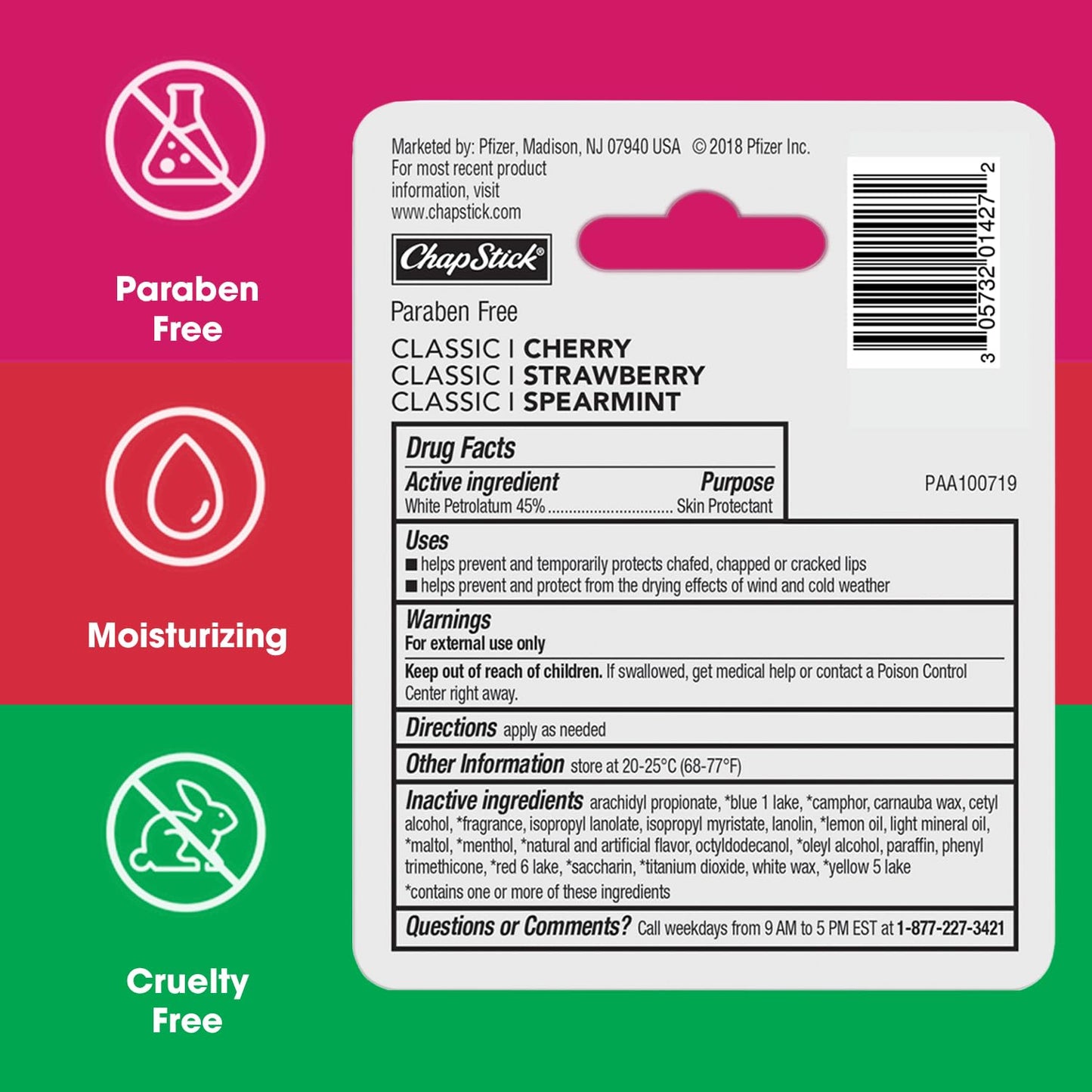 ChapStick Classic Spearmint, Cherry and Strawberry Lip Balm Tubes Variety Pack - 3 x 0.15 Oz (Pack of 12)