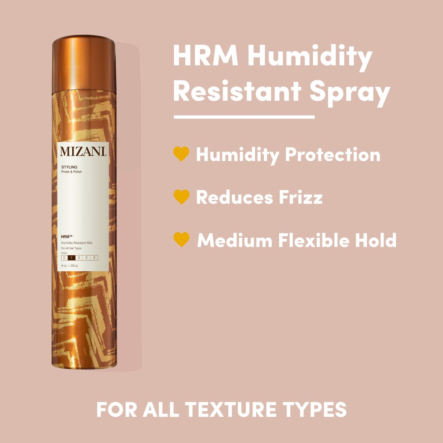 Mizani Styling HRM Humidity Resistant Spray - Helps Prevent Breakage From Heat Damage, Light Hold For All Hair Types