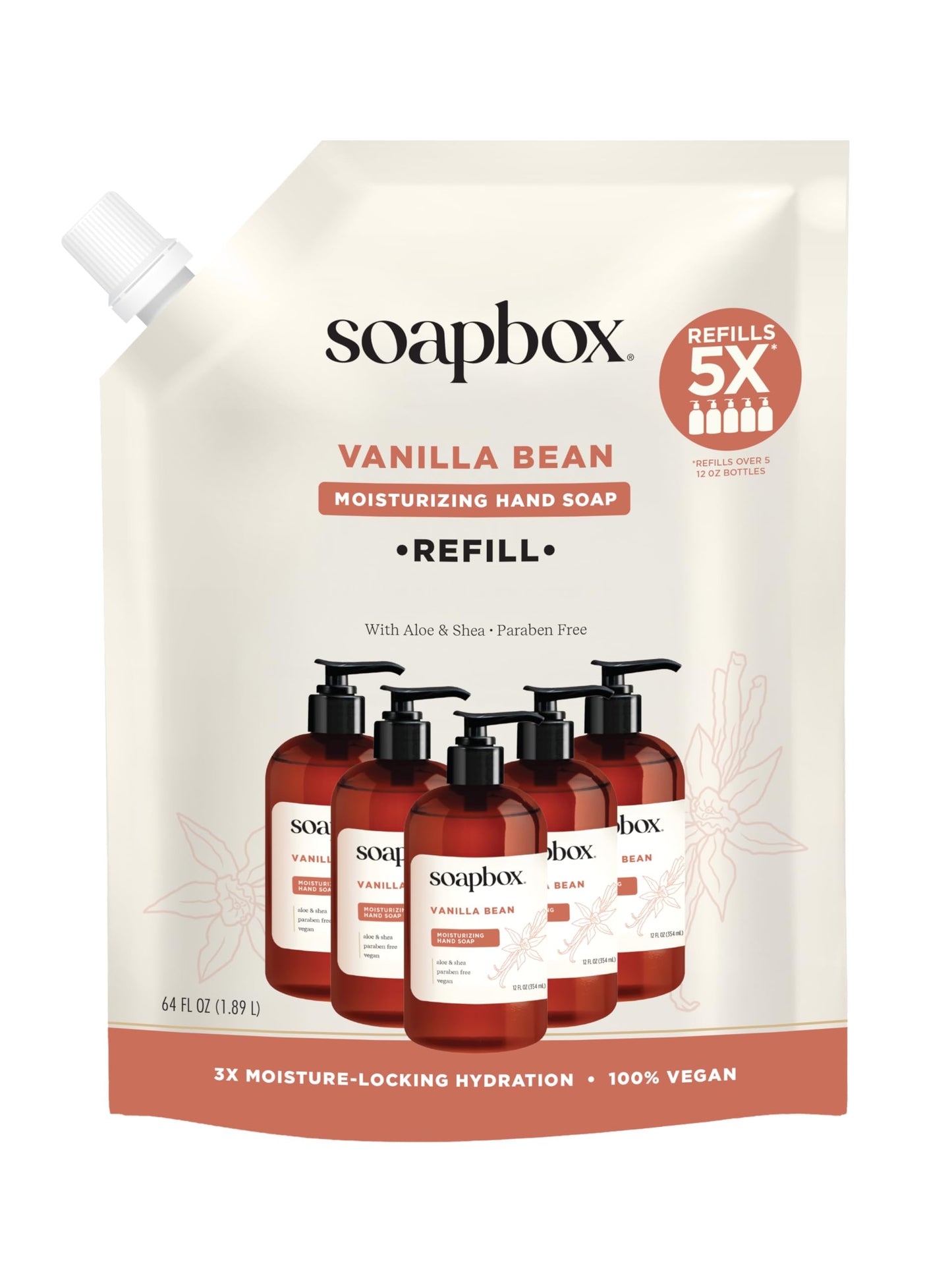 Soapbox Vanilla Bean Liquid Hand Soap Refill, Moisturizing Hand Wash - Gentle Cleanser for Hands - Clean Ingredients Free of Harsh Chemicals Beauty and Personal Care Soapbox Default Title