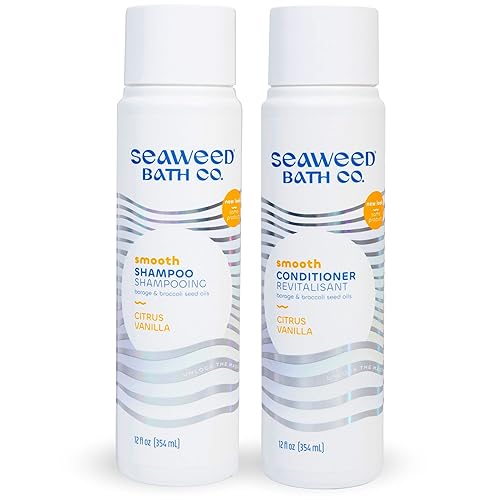 Seaweed Bath Co. Smooth Shampoo and Conditioner Set - Citrus Vanilla - Hydrate With Aloe, Borage Oil, and Broccoli Seed Oil for Sleek, Shiny Hair - 12