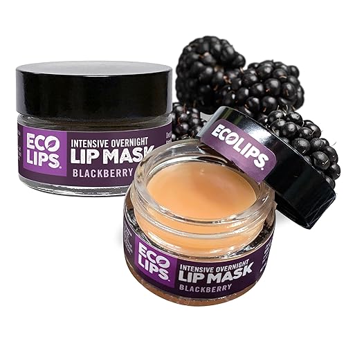 Eco Lips Blackberry Intensive Overnight Lip Mask 2-pack (0.39 oz.)- Repair & Restore Dry, Cracked, Chapped Lips Overnight - 100% USDA Organic Lip Care