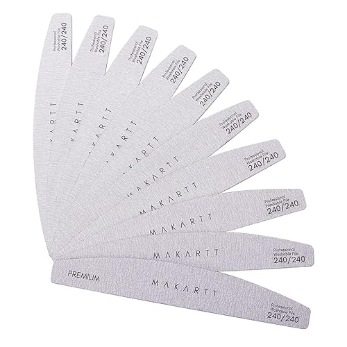 Makartt Nail File: 240/240 Grit Emery Boards for Nails, 10pcs Ultra-Fine Filer Kit for a Shiny Finish Zebra Doubled Sides Washable Manicure Pedicure