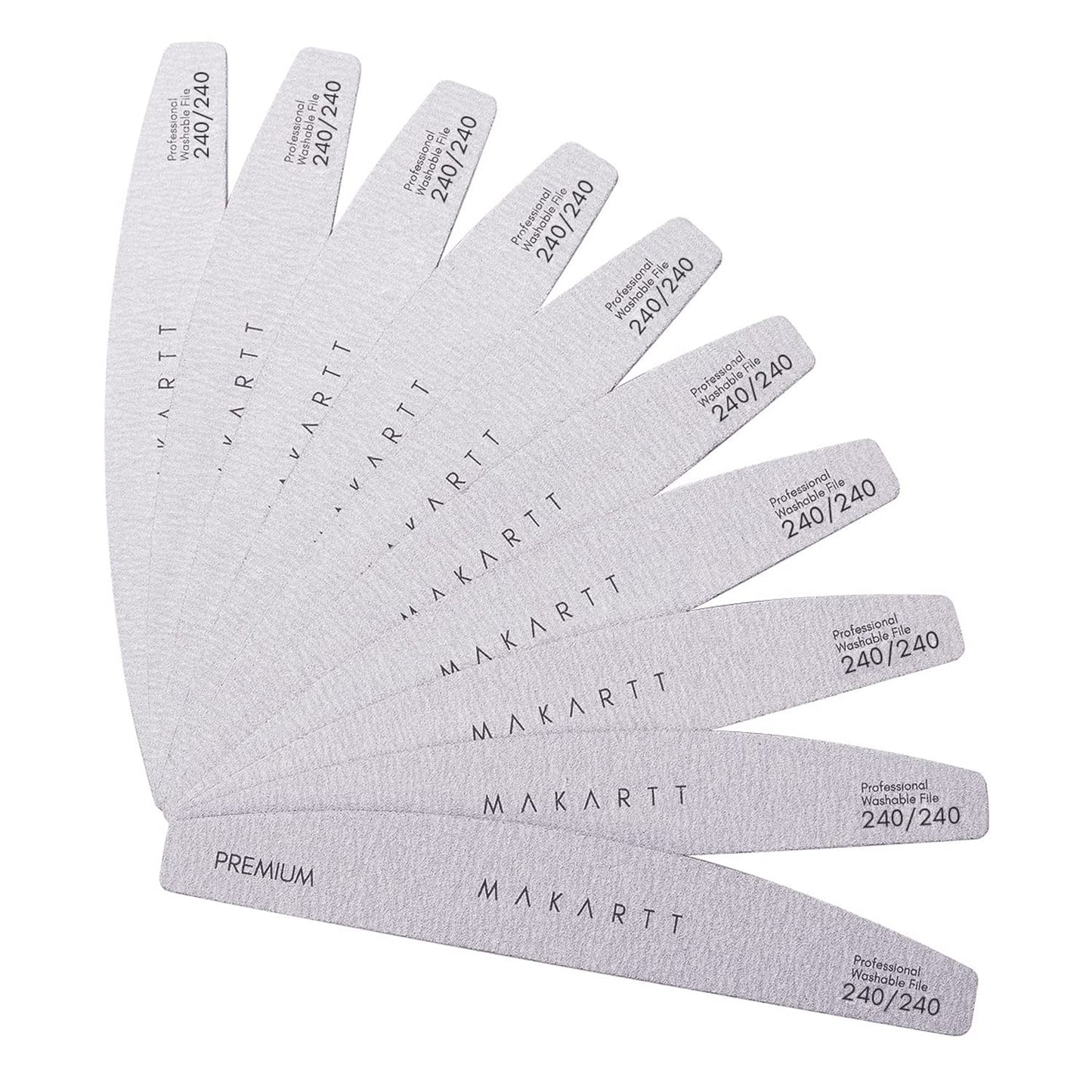 Makartt Nail File: 240/240 Grit Emery Boards for Nails, 10pcs Ultra-Fine Filer Kit for a Shiny Finish Zebra Doubled Sides Washable Manicure Pedicure