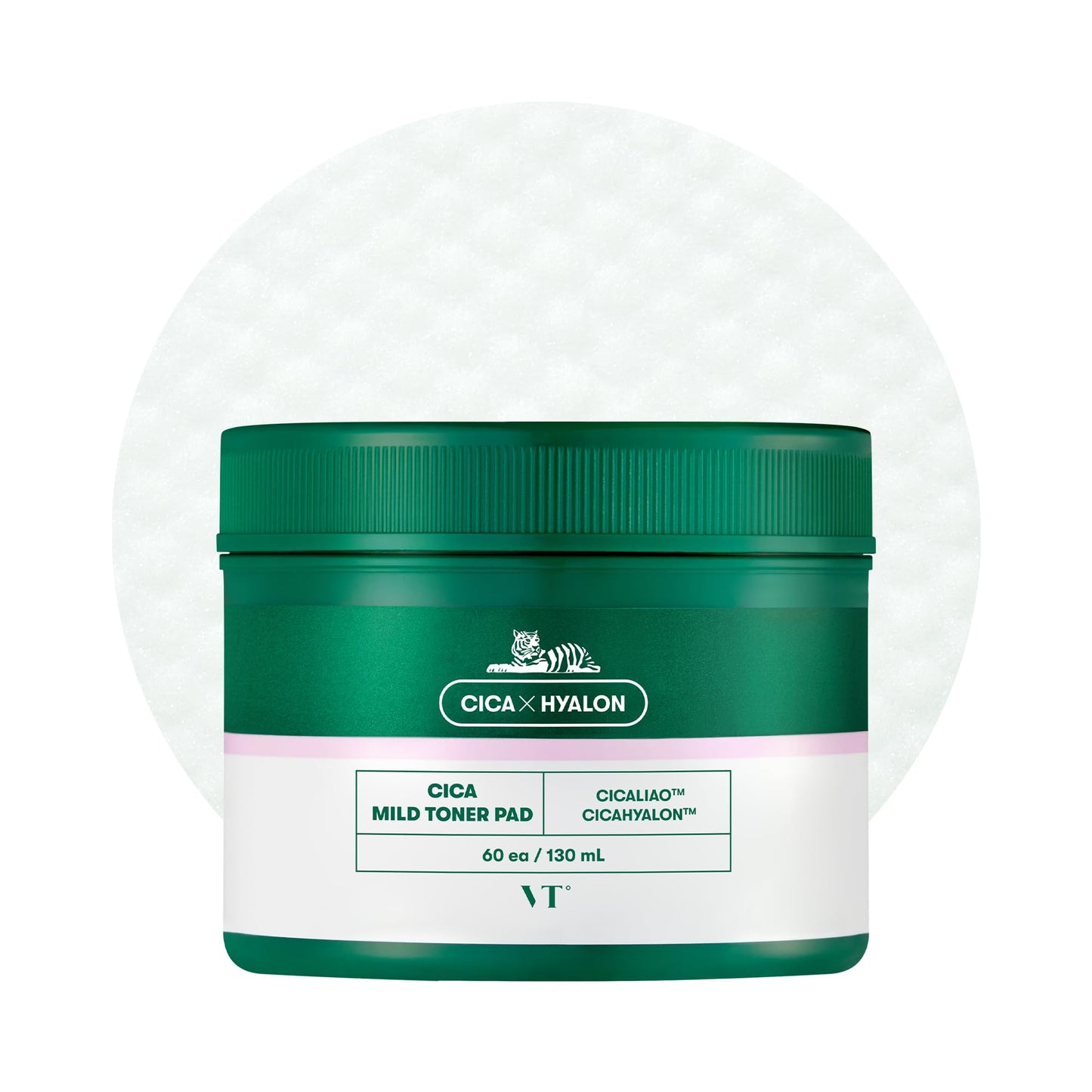 VT COSMETICS CICA Mild Toner Pad (60 Pads) - Exfoliating, Hydrating, Soothing, pH Balancing With BHA, Centella Asiatica Extract, Hyaluronic Acids