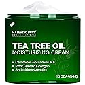 Majestic Pure Tea Tree Oil Moisturizing Cream - Body, Foot & Face Moisturizer - With Ceramides, Vitamins A E & Vegan Collagen - For Dry Skin, Oily