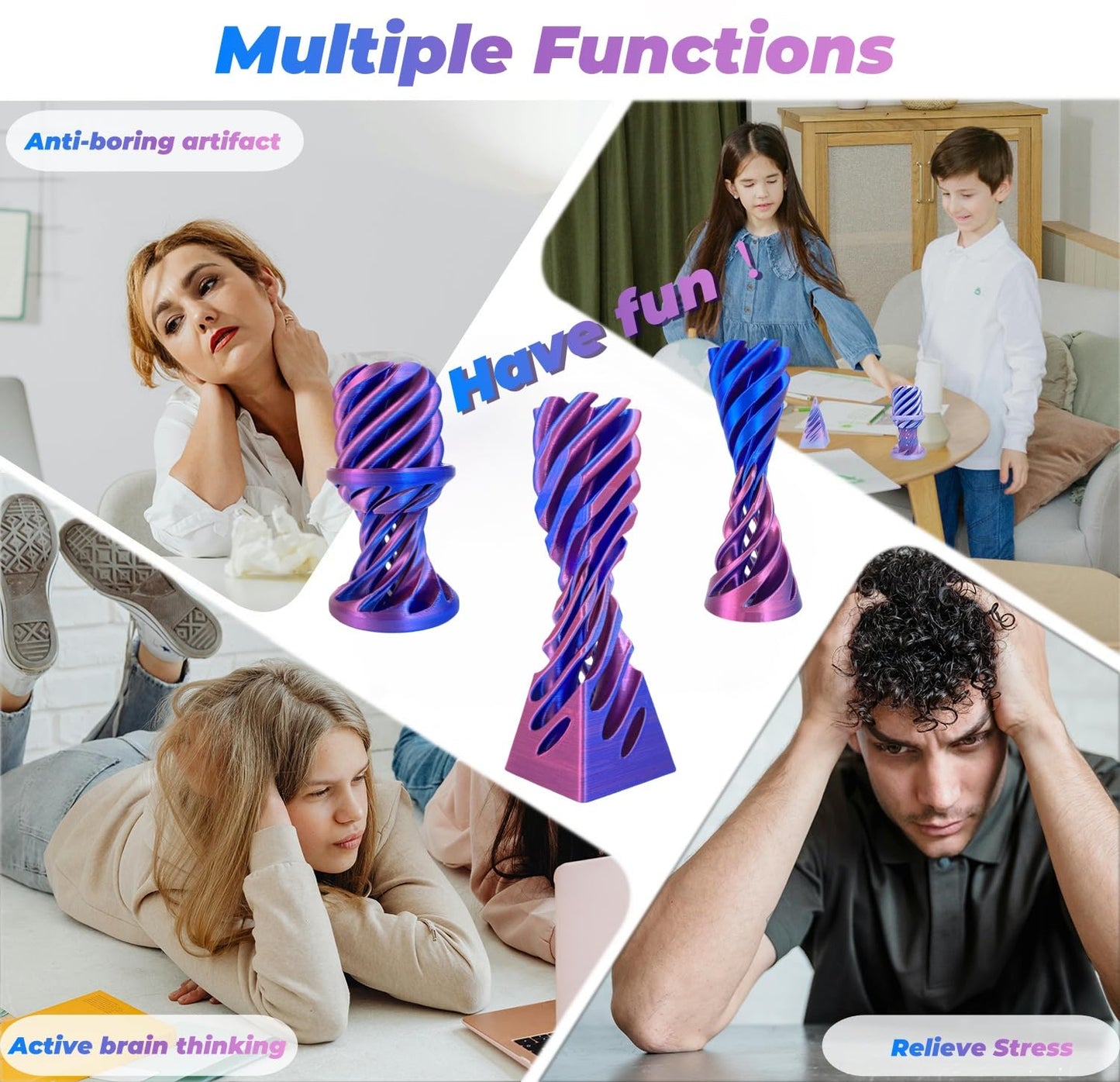 Impossible Cone Fidget Toy – 3D Printed Spiral Cone Fidget Toy for Adults, Stress Relief and Focus, Unique Fidget Cone for Anxiety & Relaxation