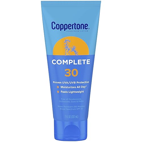 Coppertone Complete Sunscreen Lotion SPF 30, Face and Body Sunscreen, Lightweight, Water Resistant, 7 Fl Oz