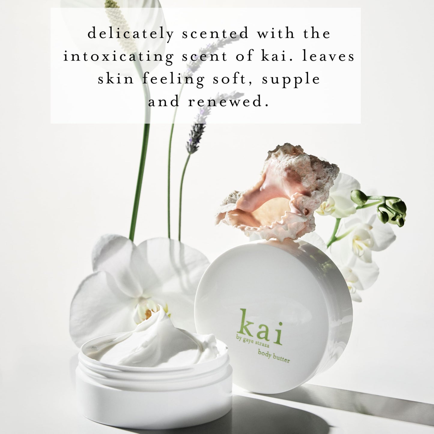 kai body butter - a beautifully whipped soufflé body cream scented with fresh & light gardenia wrapped in white exotics, 6.4 oz | soft, glowing skin