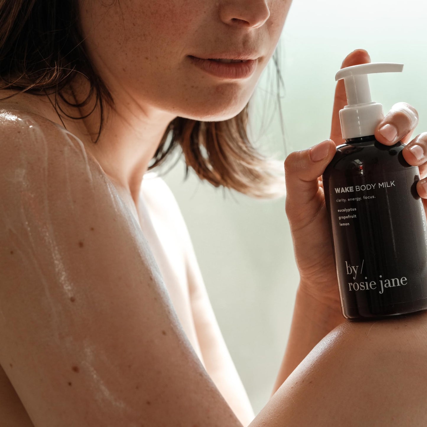 By Rosie Jane Wake Body Milk Skin Care - Milk Toner to Help Tone, Tighten and Hydrate Skin - Body Care Made with Eucalyptus, Grapefruit & Lemon