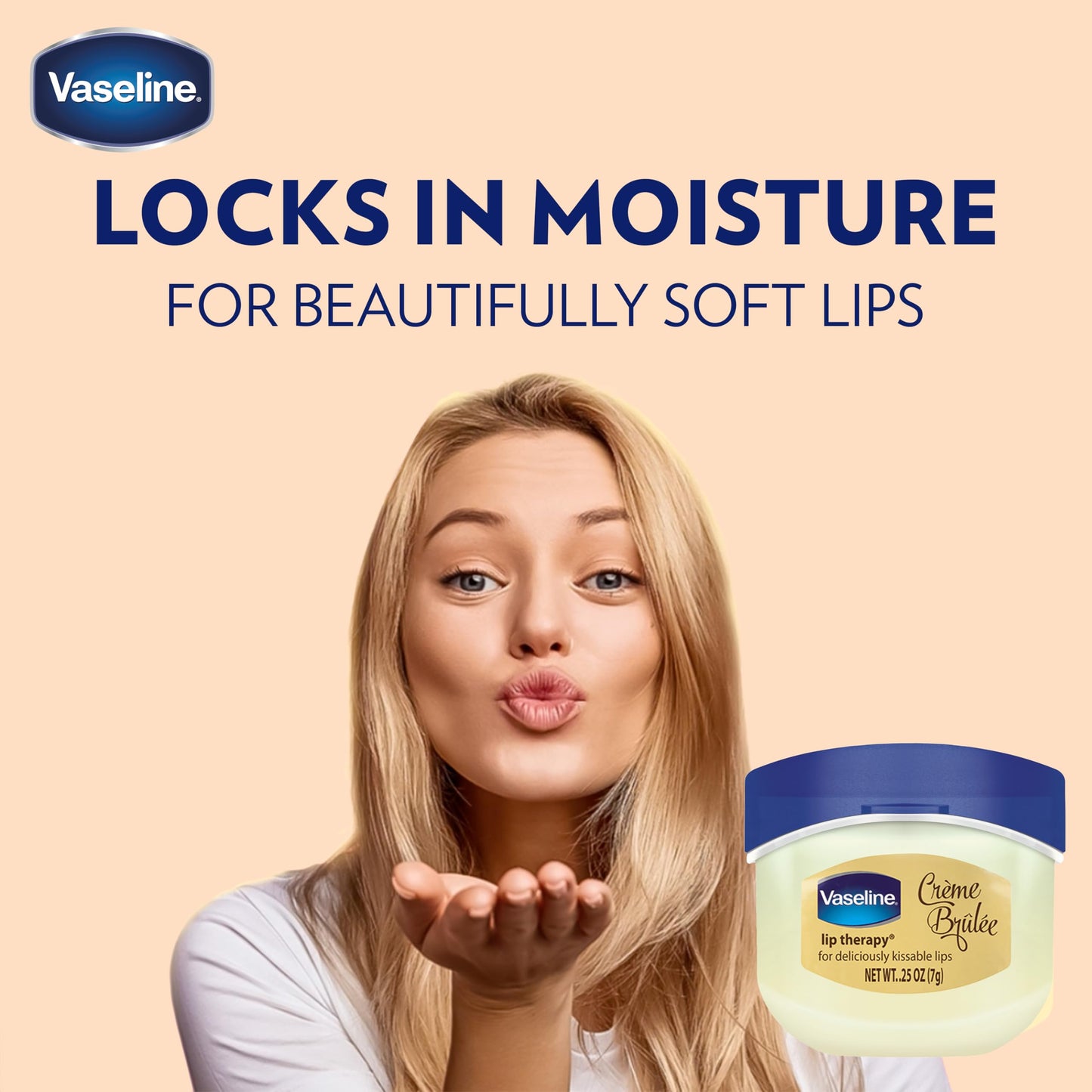 Vaseline Lip Therapy Creme Brulee 0.25 Ounce Jar (8 Pack) Disply