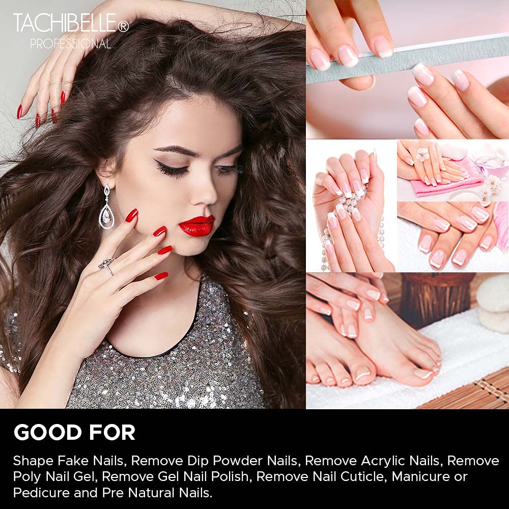 Tachibelle 10 Pcs Premium JAPAN Abrasive 180/180 Fine Disinfectable Washable Zebra Perfect Files for Natural Nails