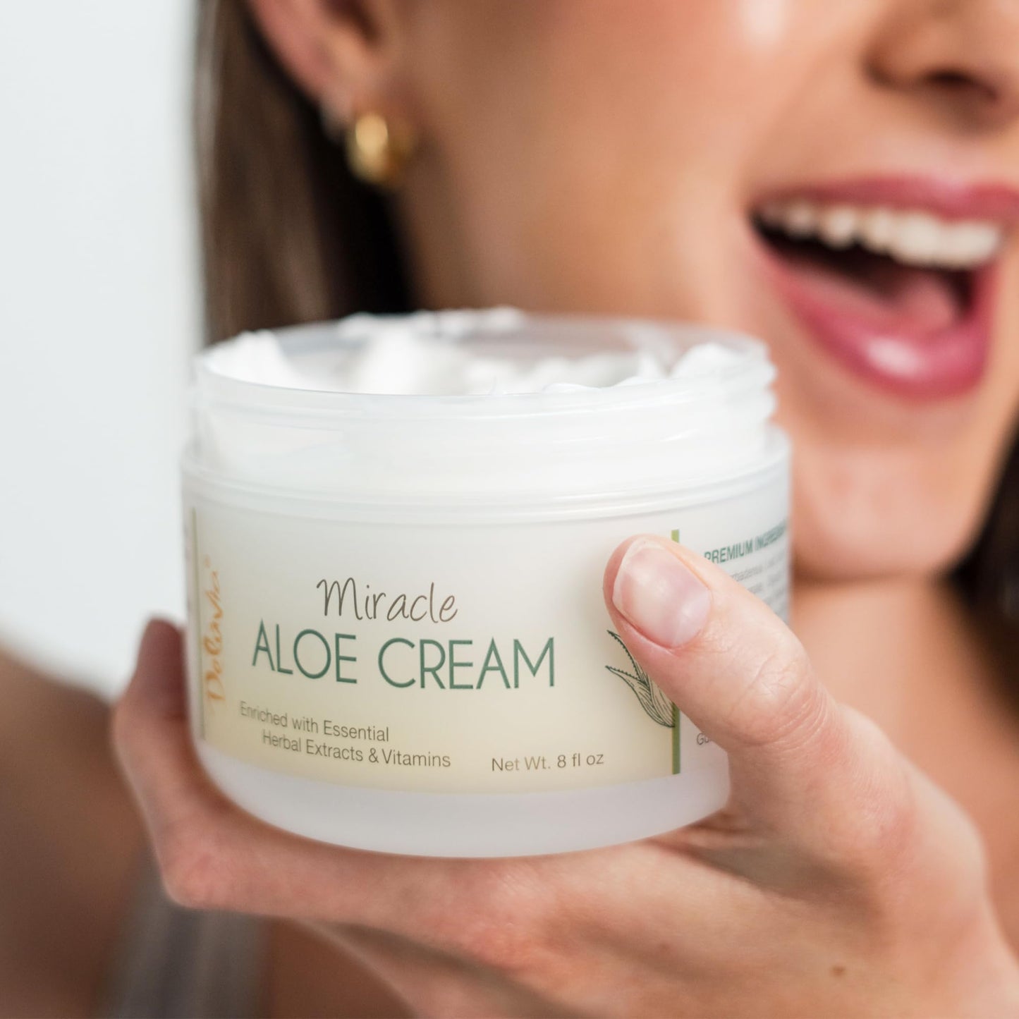 Deluvia Miracle Aloe Cream | Face & Body Moisturizer with Vitamin E & Organic Aloe Vera | Hydrating, Soothing for Dry Skin, Anti-Wrinkle, Acne Scars