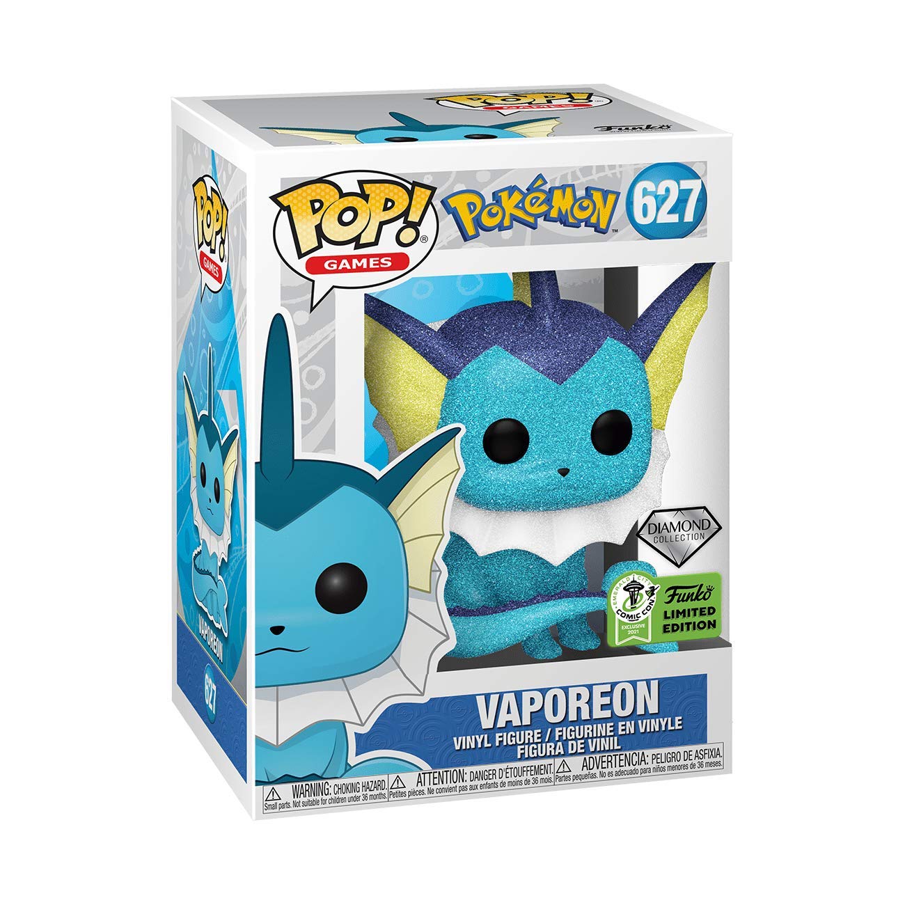 Funko Pop! Games Pokemon Vaporeon 627 Diamond Collection (B&N Shared Exclusive)