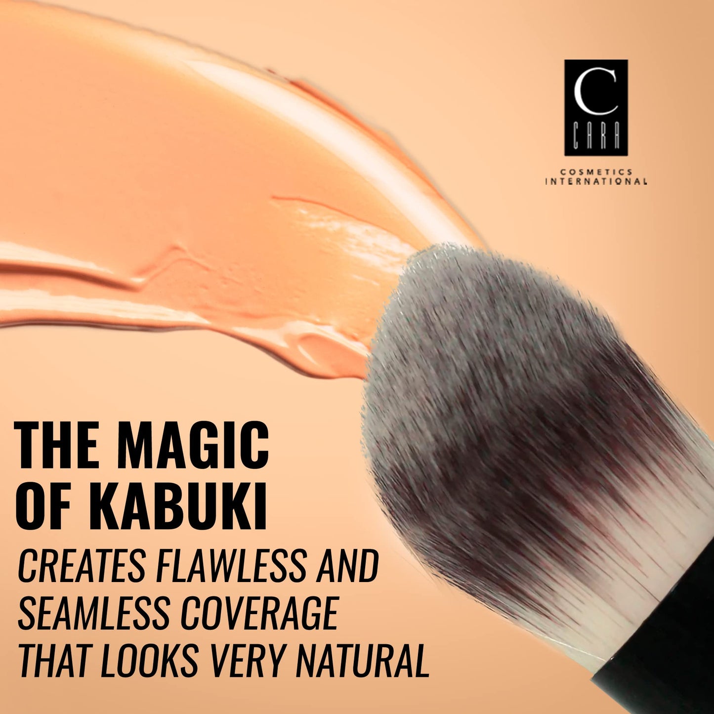 CARA Cosmetics Kabuki Brush #17 - Compact Makeup Face Brush, Blending Brush for Loose Powder, Blush, Foundation. Bronzer & Liquid Makeup, Seamless