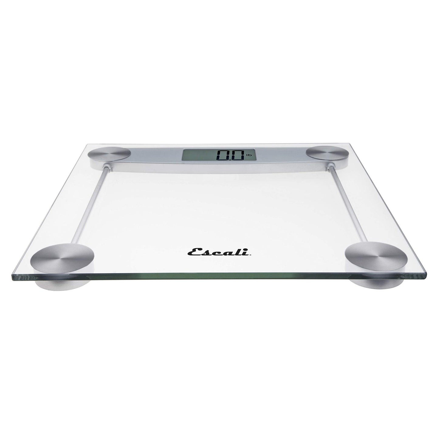 Escali Digital Glass Bath Scale for Body Weight, Bathroom Body Scale, High Capacity of 400 lb, Battery Included, Clear Glass