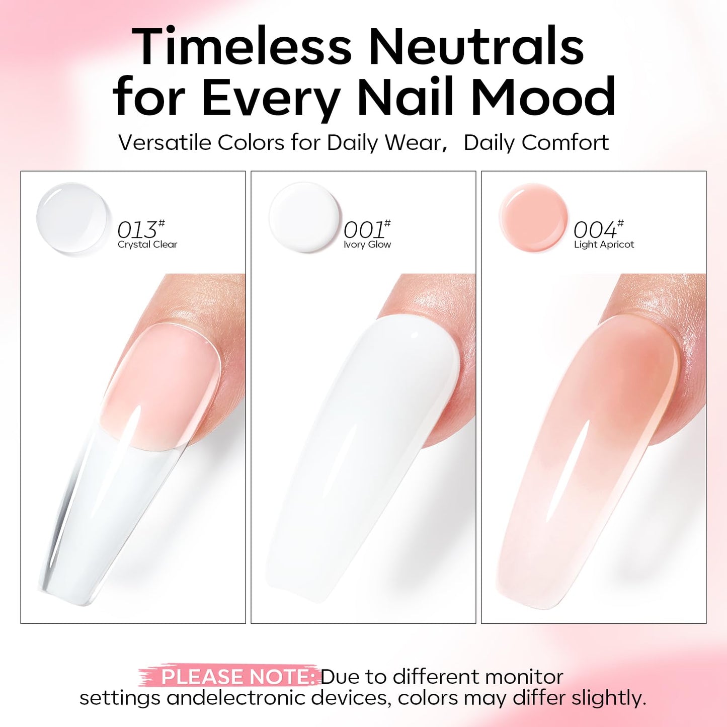 Modelones Poly Gel Nail Kit 3 Colors Clear White Apricot with Slip Solution Dual Nail Forms Top Base Coat Extension Builder Gel Polygel Toenail Kit Beauty and Personal Care modelones