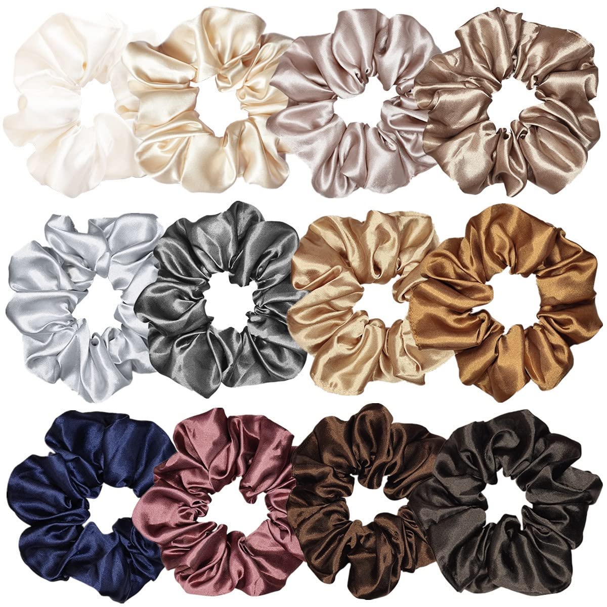 12 Pcs Satin Silk Scrunchies Soft Hair Ties Fashion Hair Bands Hair Bow Ropes Elastic Bracelets Ponytail Holders Hair Accessories for Women Girls (4.5 Beauty and Personal Care Sufermoe Default Title