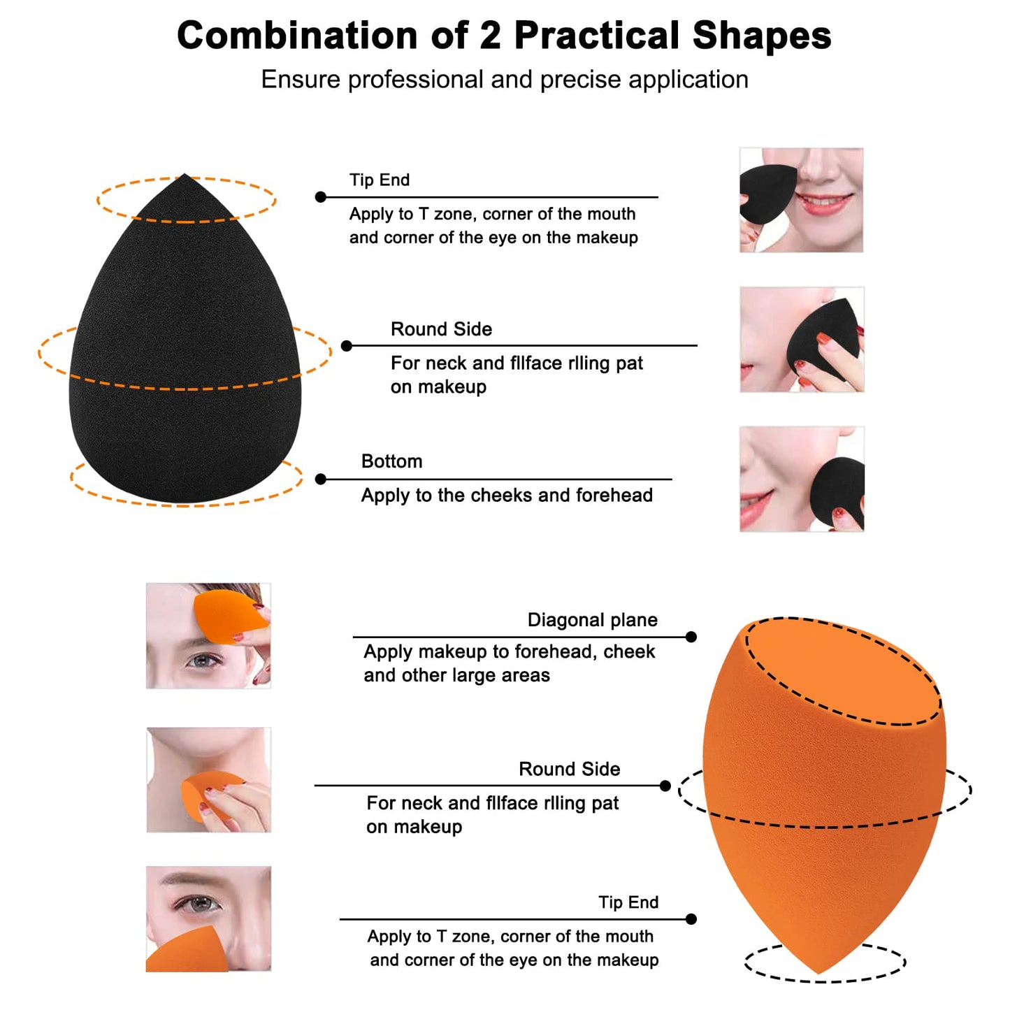 12 Pieces Professional Makeup Sponge Set,Latex Free Flawless Soft Setting Face Puffs,Multicolor Makeup Blending Sponge Cosmetic Applicator