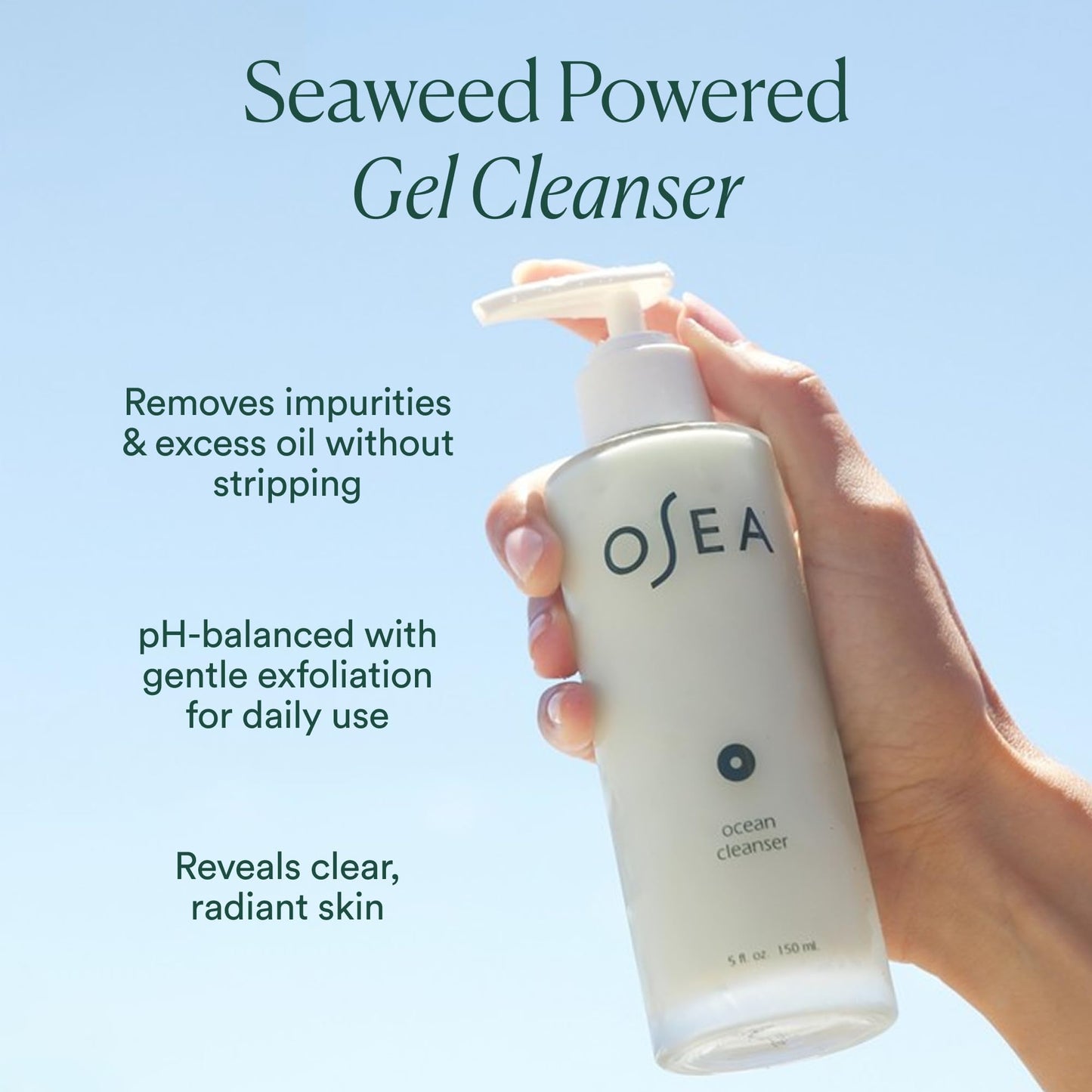 OSEA Ocean Cleanser 5 oz - Nourishing Facial Cleansing Gel - Mineral-Rich Face Wash - Gentle Face Cleanser - Clean Beauty Skincare - Vegan