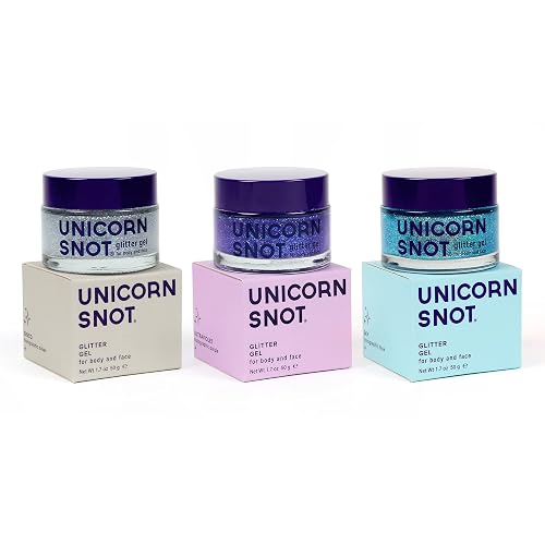 UNICORN SNOT Holographic Face Glitter & Body Glitter Gel | Hair Glitter, Vegan & Cruelty-Free, 1.7 oz 3-Pack (Disco/UV/Sky)