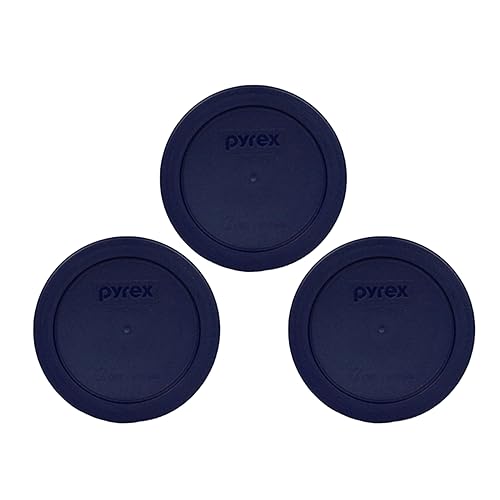 Pyrex Blue 2 Cup Round Storage Cover #7200-PC for Glass Bowls 3-Pack